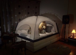 The Room in Room bed tent is designed to reduce heating bills in wintertime