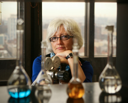CCNY Professor Teresa Bandosz in her lab. Photo by Ari Mintz. 3/21/2012.